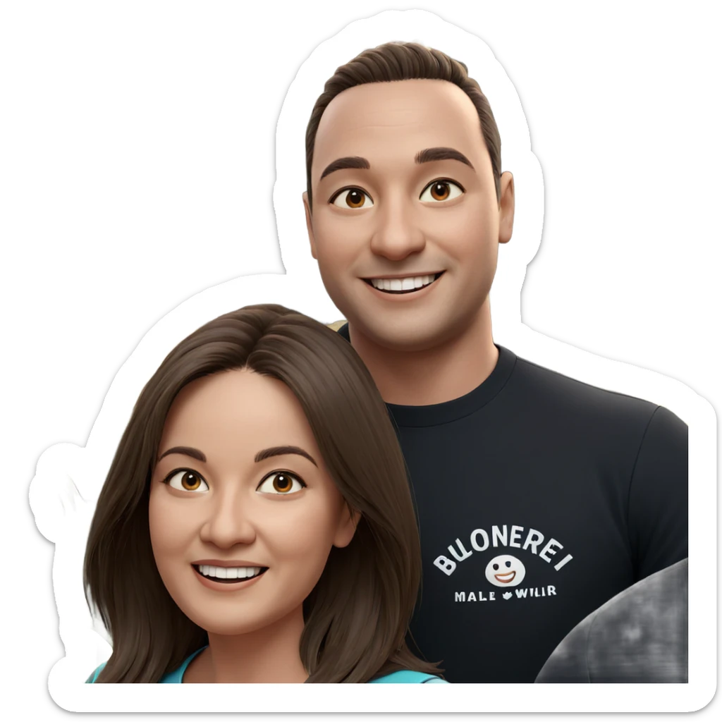 smiling girl with boy outdoors sticker