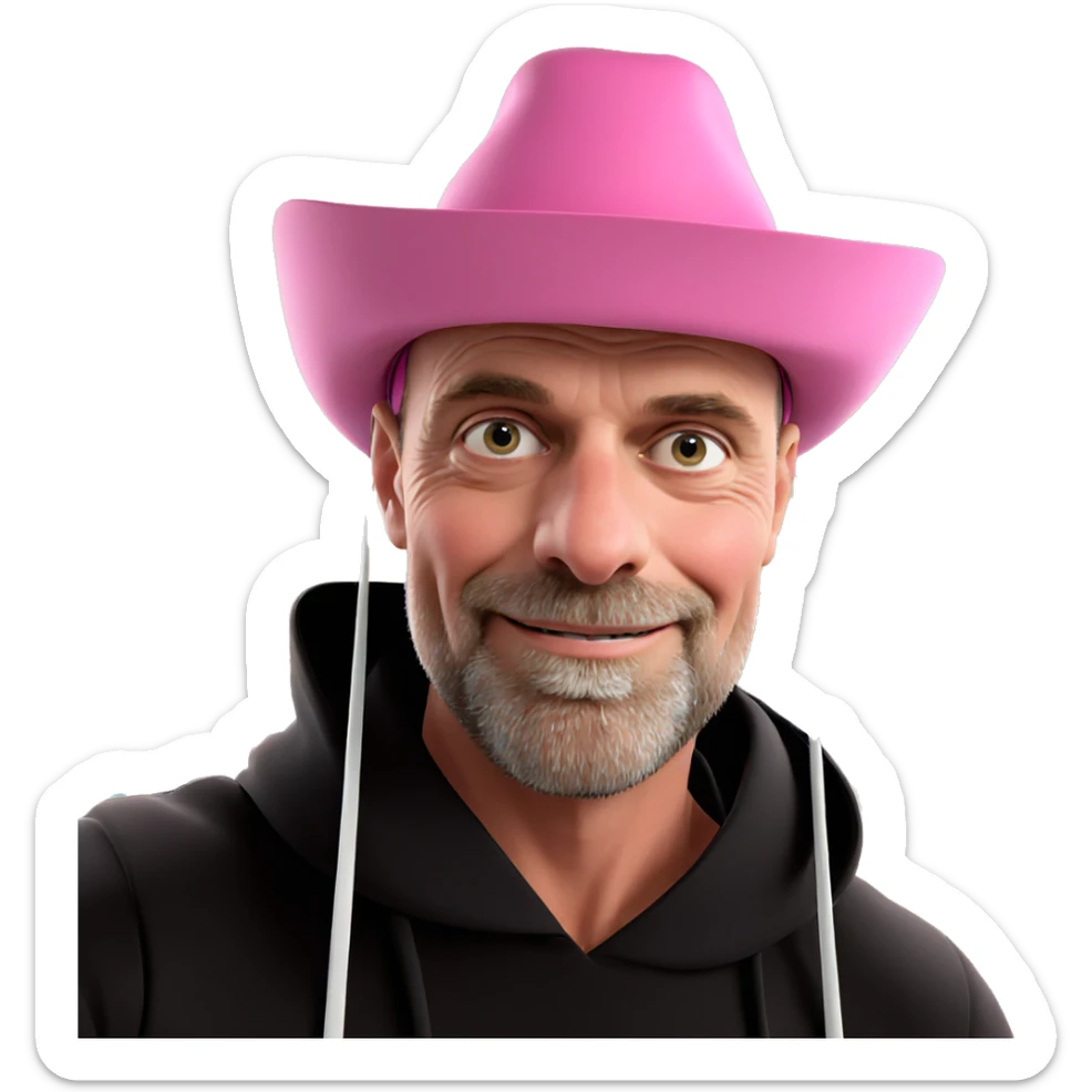 smiling boy in pink hat sticker