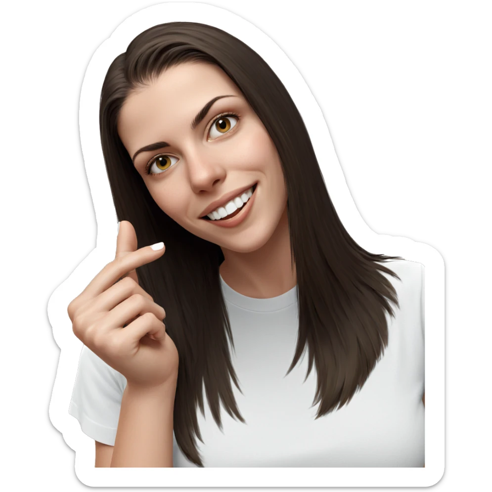 smiling girl in white shirt sticker