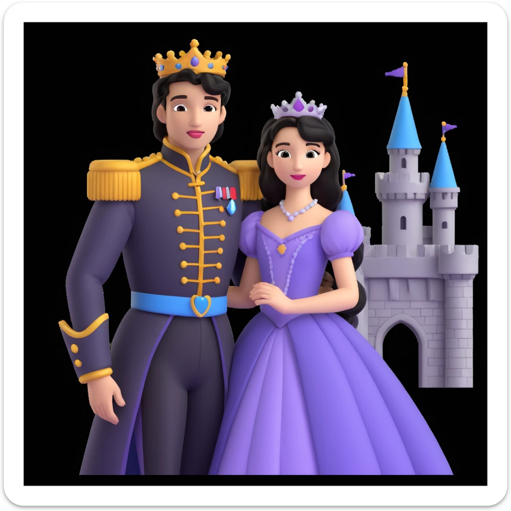 prince and princess disny dress close up photo in castle sticker