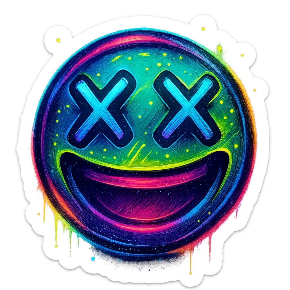 graffiti style emoji, neon colors, glowing effect, detailed, with a sense of urban artistry sticker