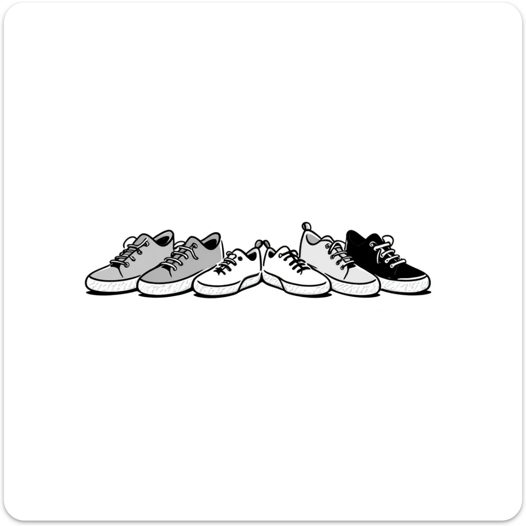 Canvas sneakers/casual shoes in pastel colors (dd9fb0, ffc6d3, a3bfc9, c4bee2, f1b091), hand-drawn doodle style sticker