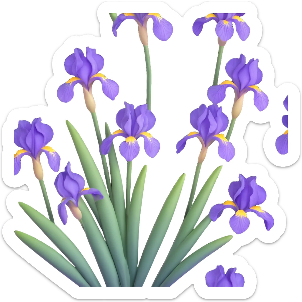 Traditional Japanese iris (hanashobu) depicted in sumi-e ink painting style, with graceful brush strokes, subtle gradient colors, and minimalist zen aesthetic sticker