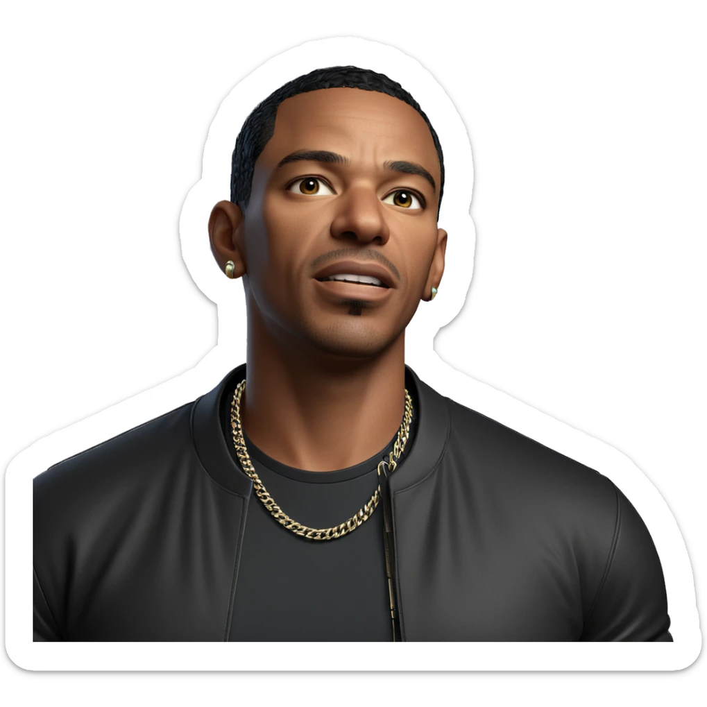 stylish male in necklace sticker