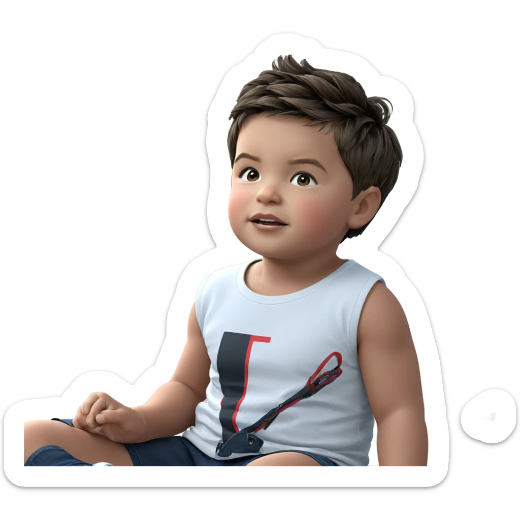 young boy with short hair sticker