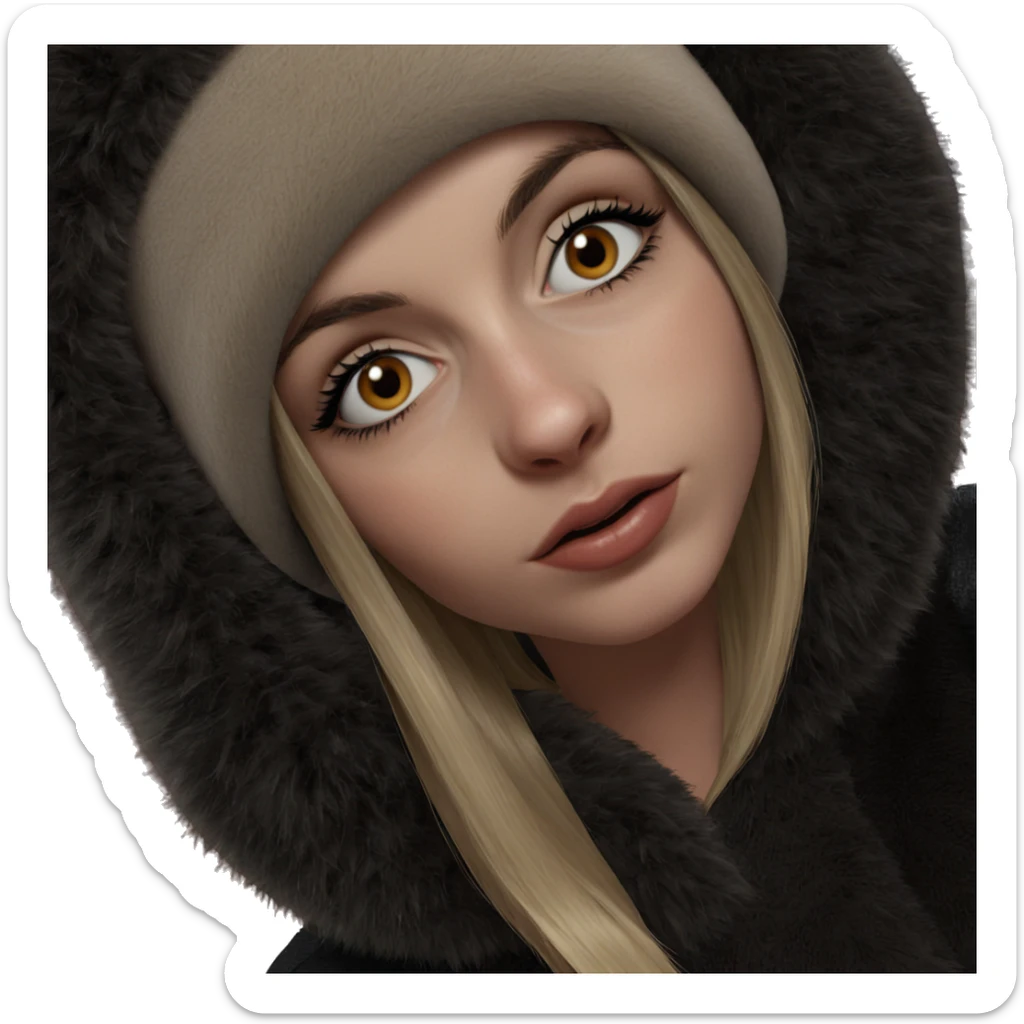 blonde girl in fur hat sticker