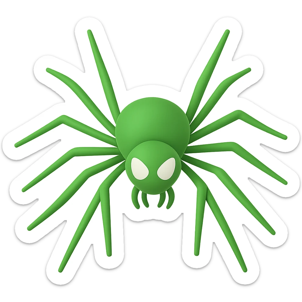 Make the spider green in the style of microsoft 3d fluent emojis with no background. sticker