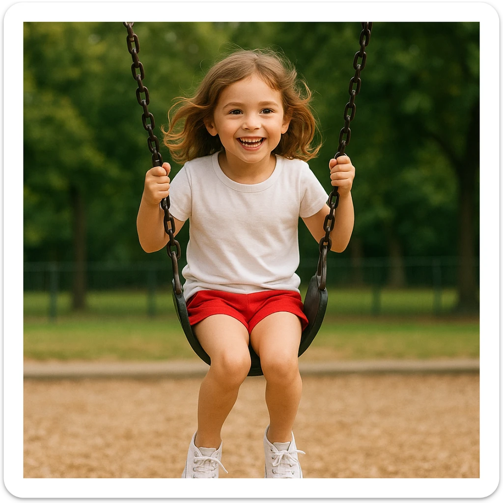 Make the girl's outfit red shorts and a white short-sleeved t-shirt sticker