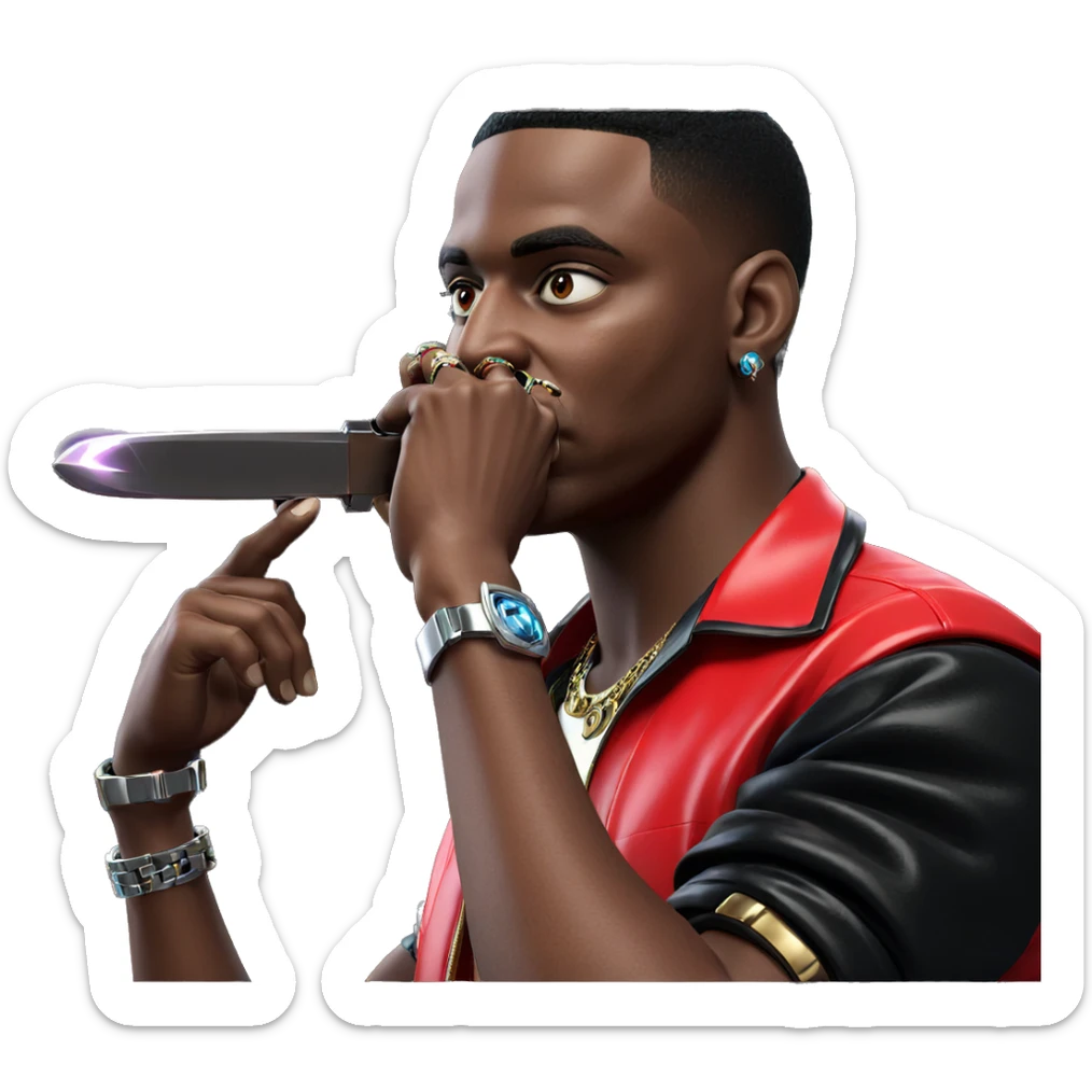 cool boy with jewelry weapon sticker