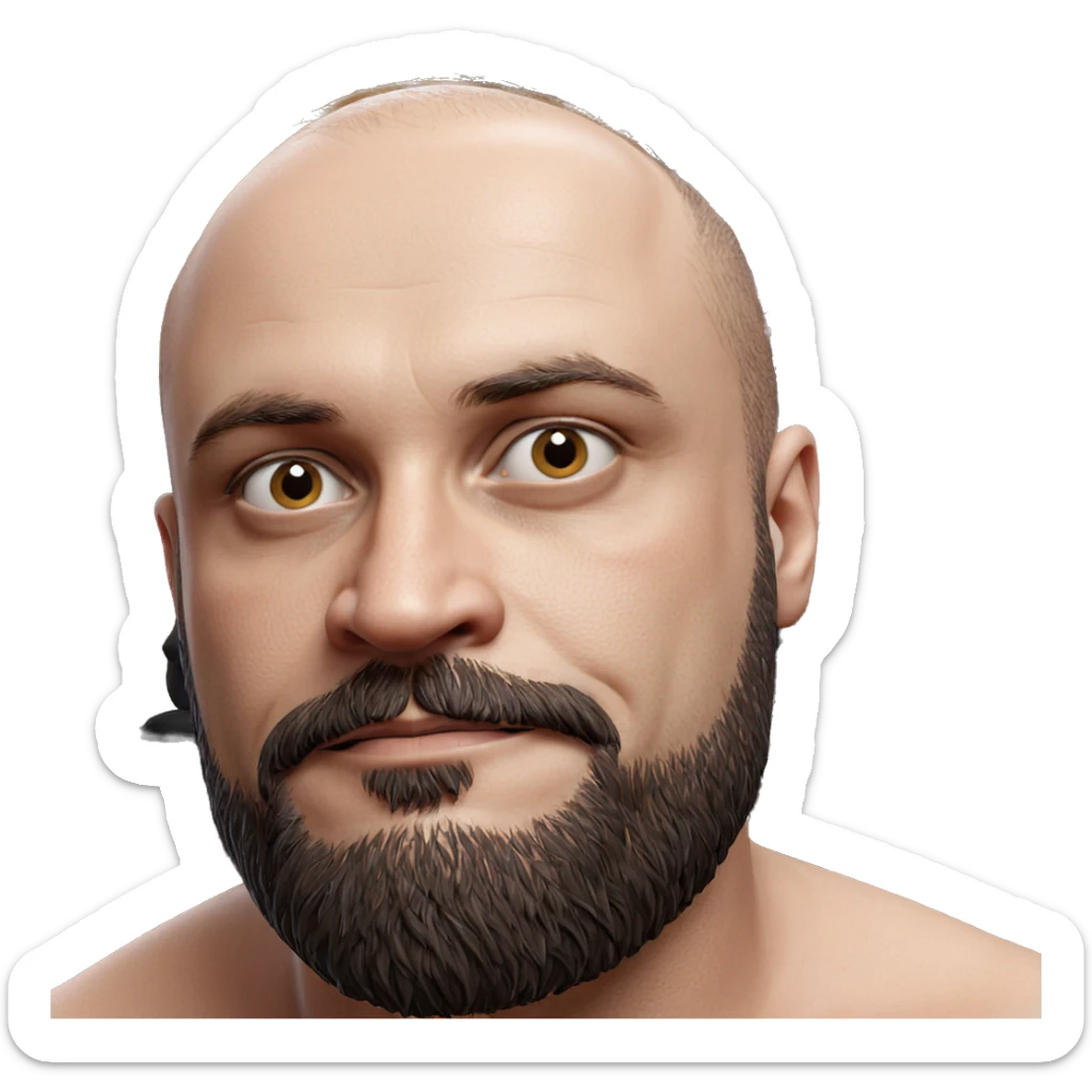 bald man with beard portrait sticker