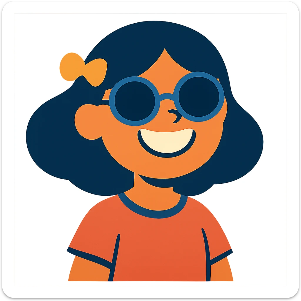 girl with a big cute smile and sunglasses sticker