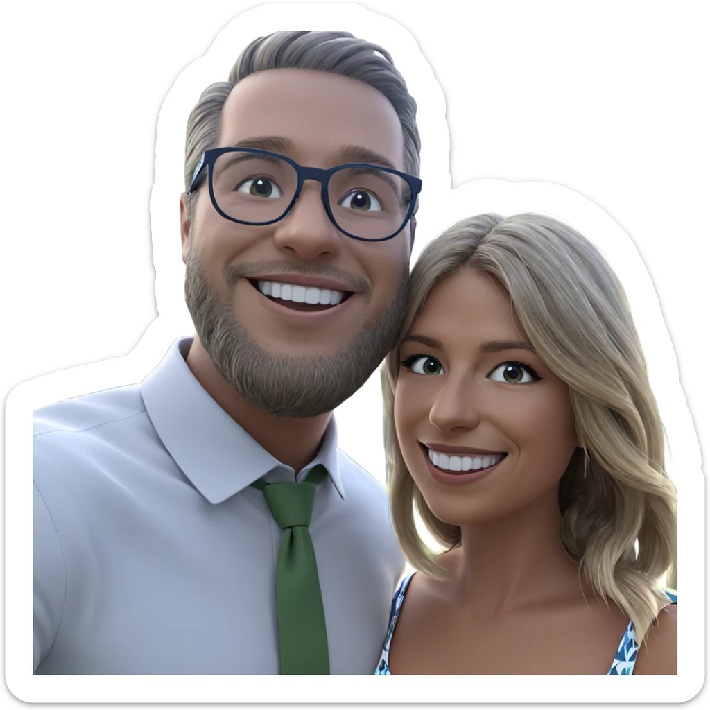 smiling couple in stylish attire sticker