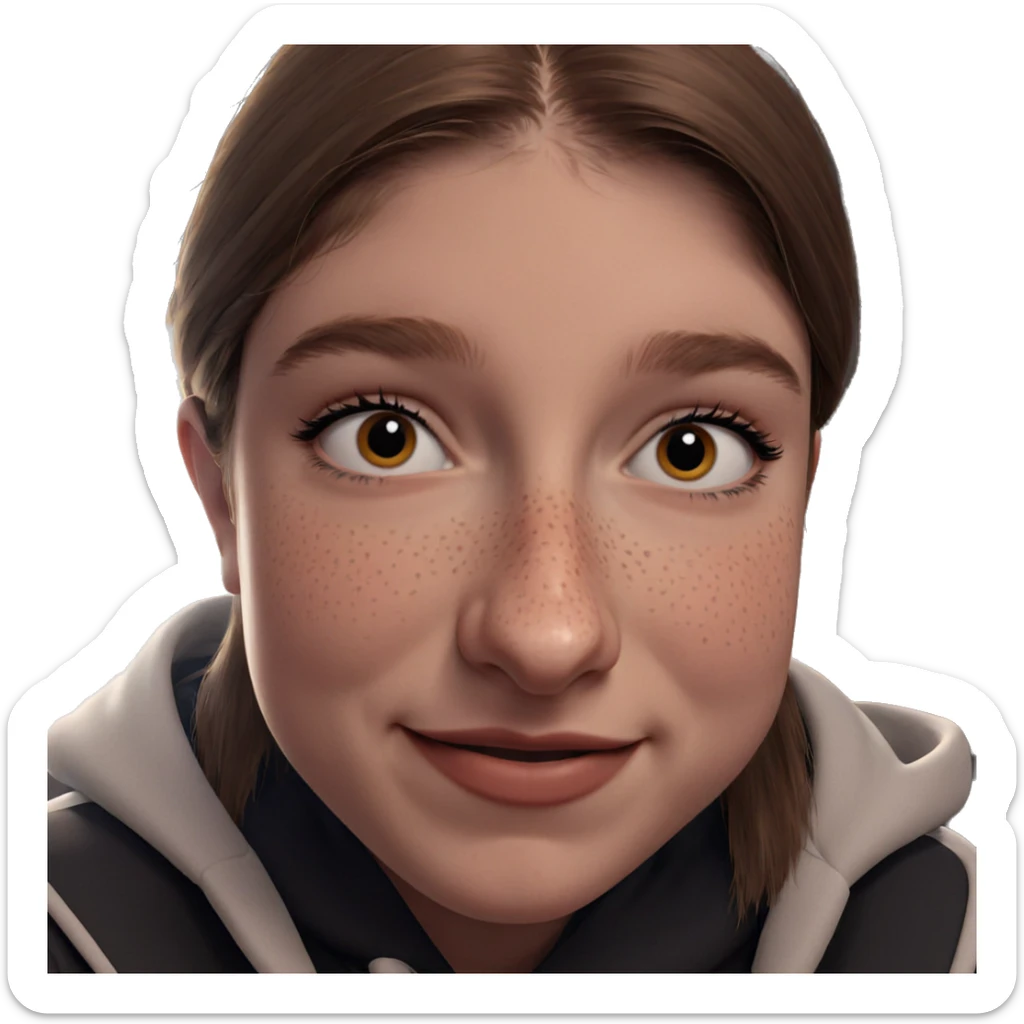 smiling girl with freckles sticker