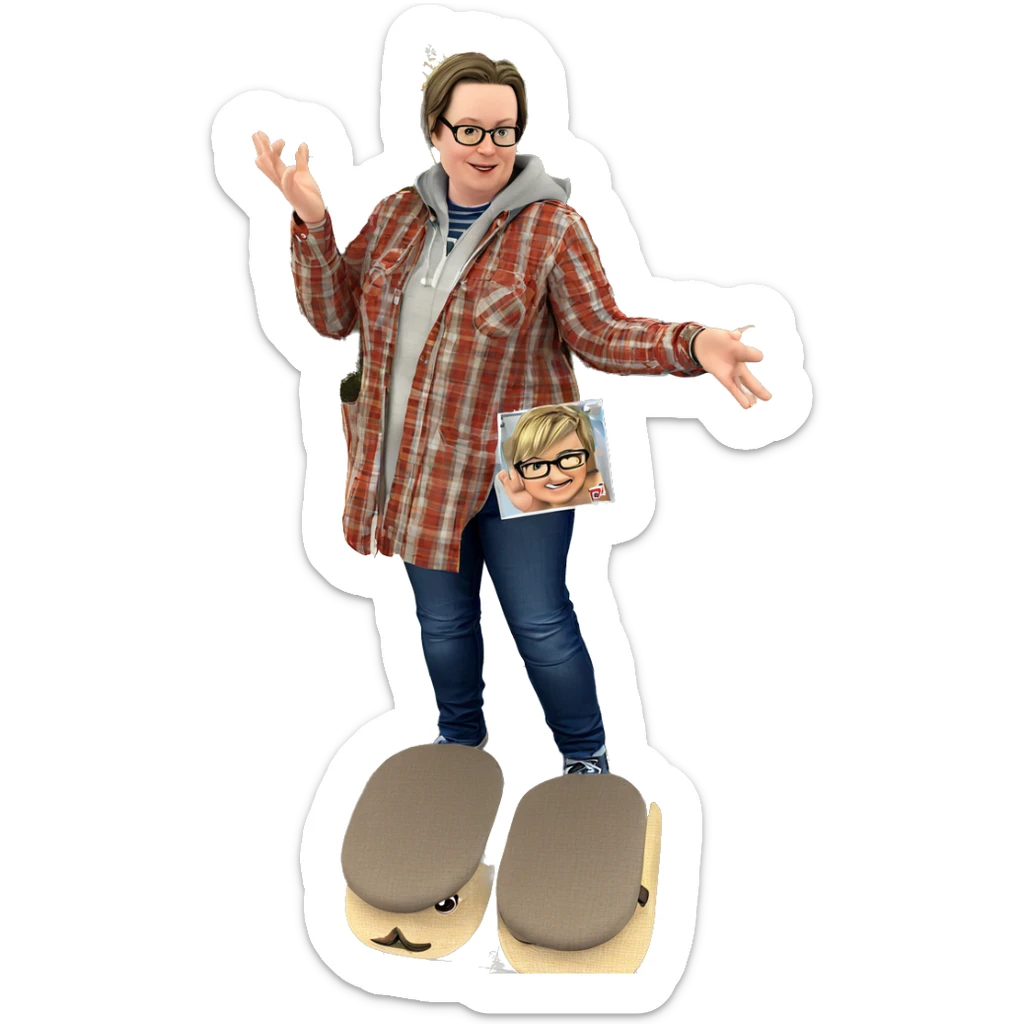 boy in glasses by window sticker