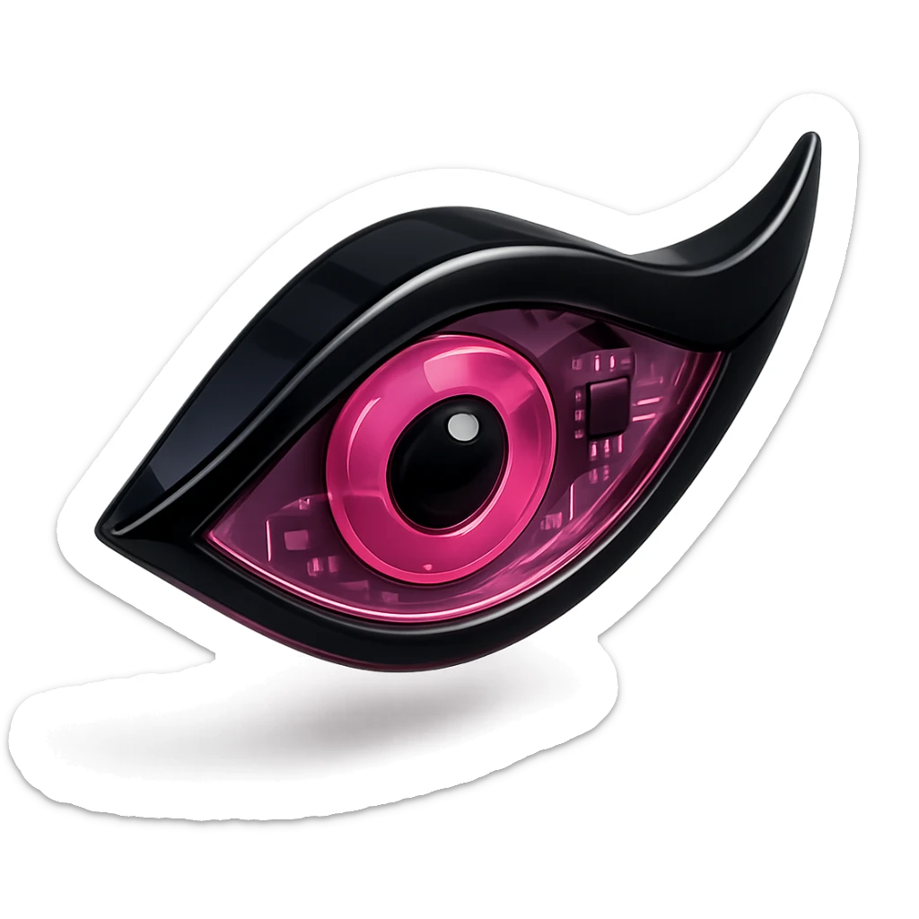 BLACKPINK-inspired gothic eyeliner, shiny and futuristic, black and pink, no hearts sticker