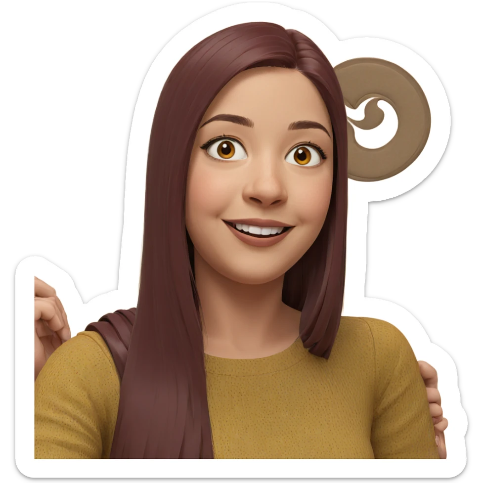 smiling girl with long hair sticker