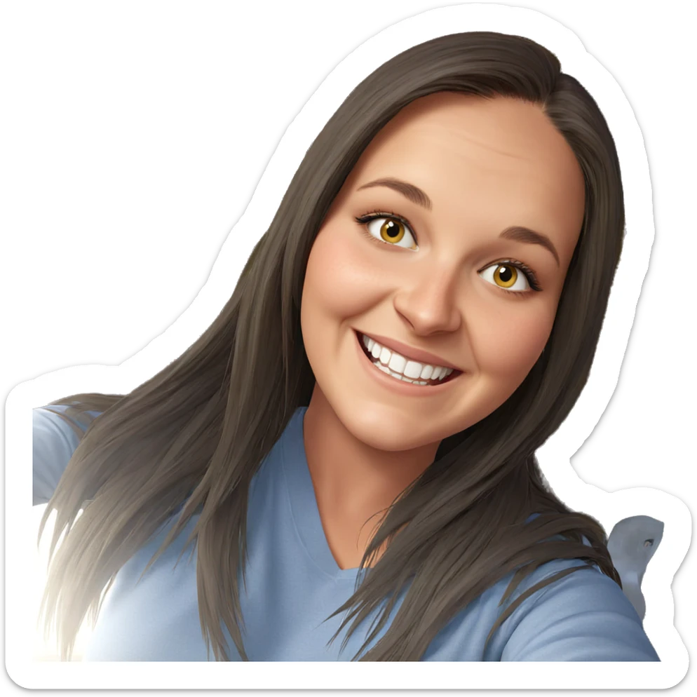 smiling girl with long hair sticker