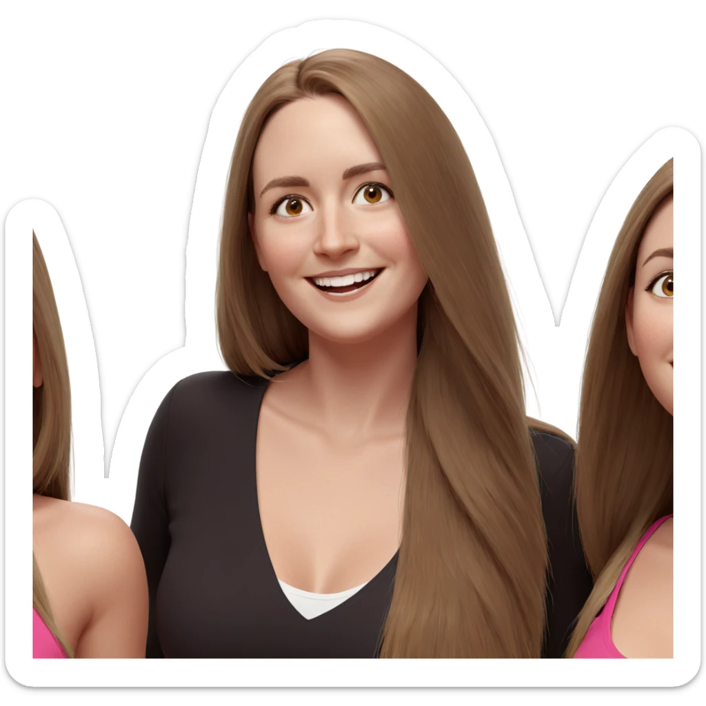 joyful girls with long hair sticker