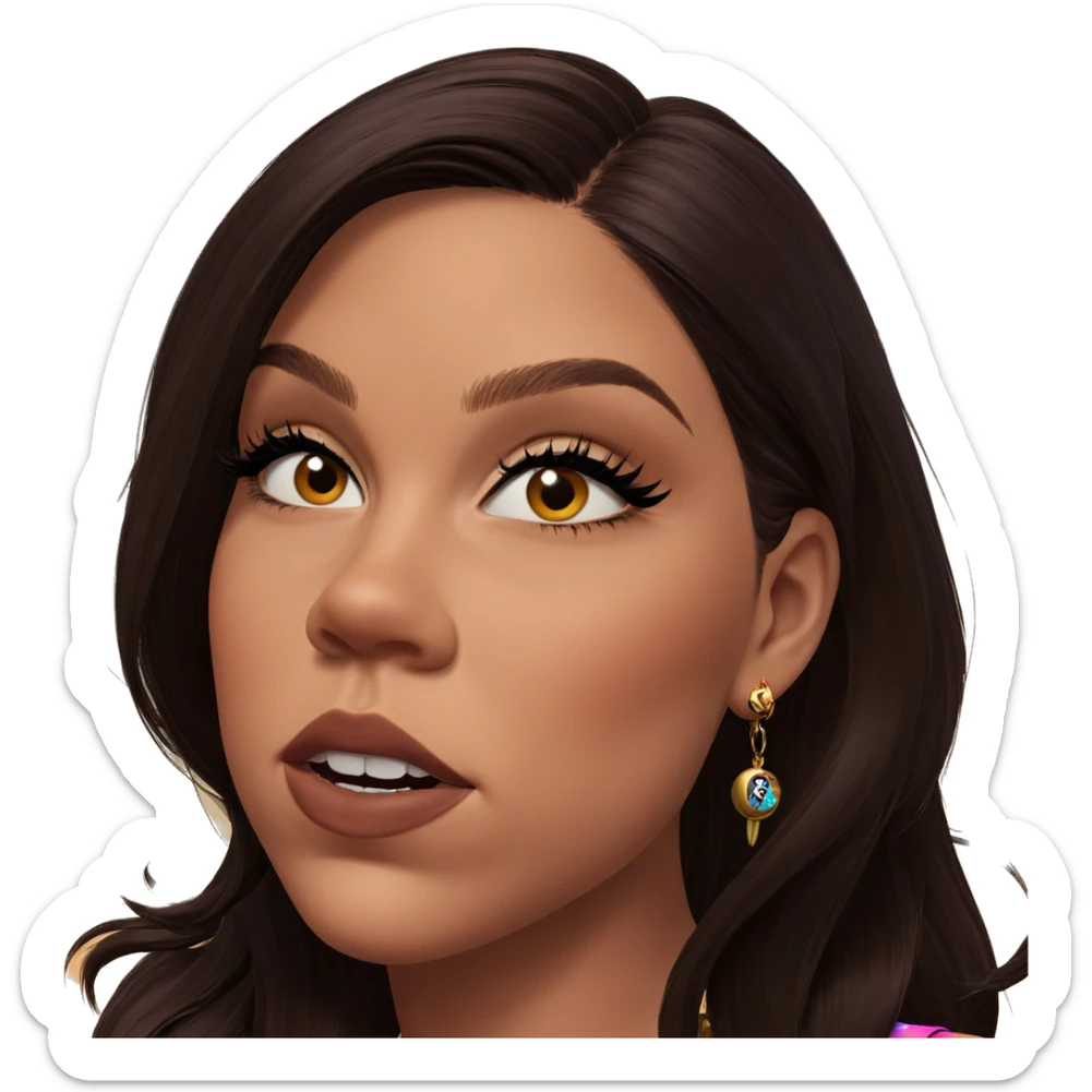 girl with jewelry and planet sticker