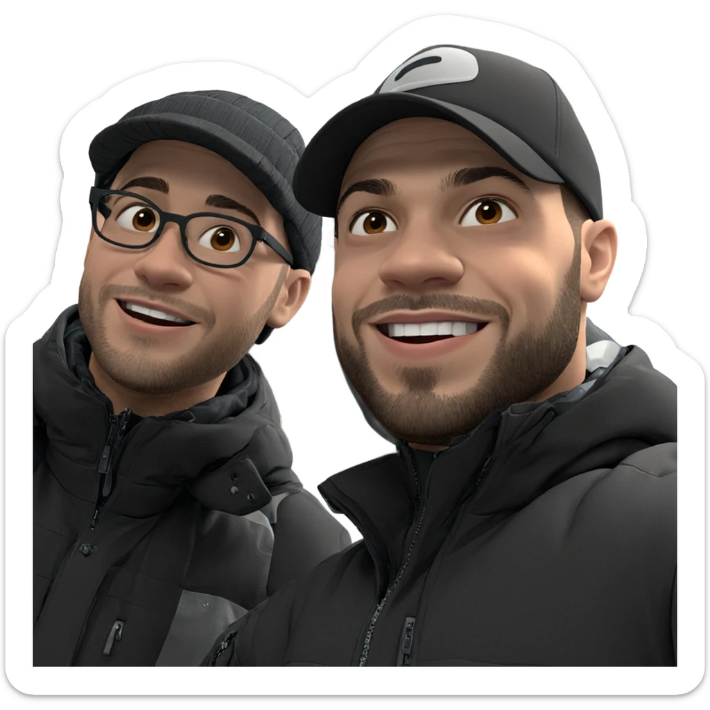 happy boys in winter gear sticker