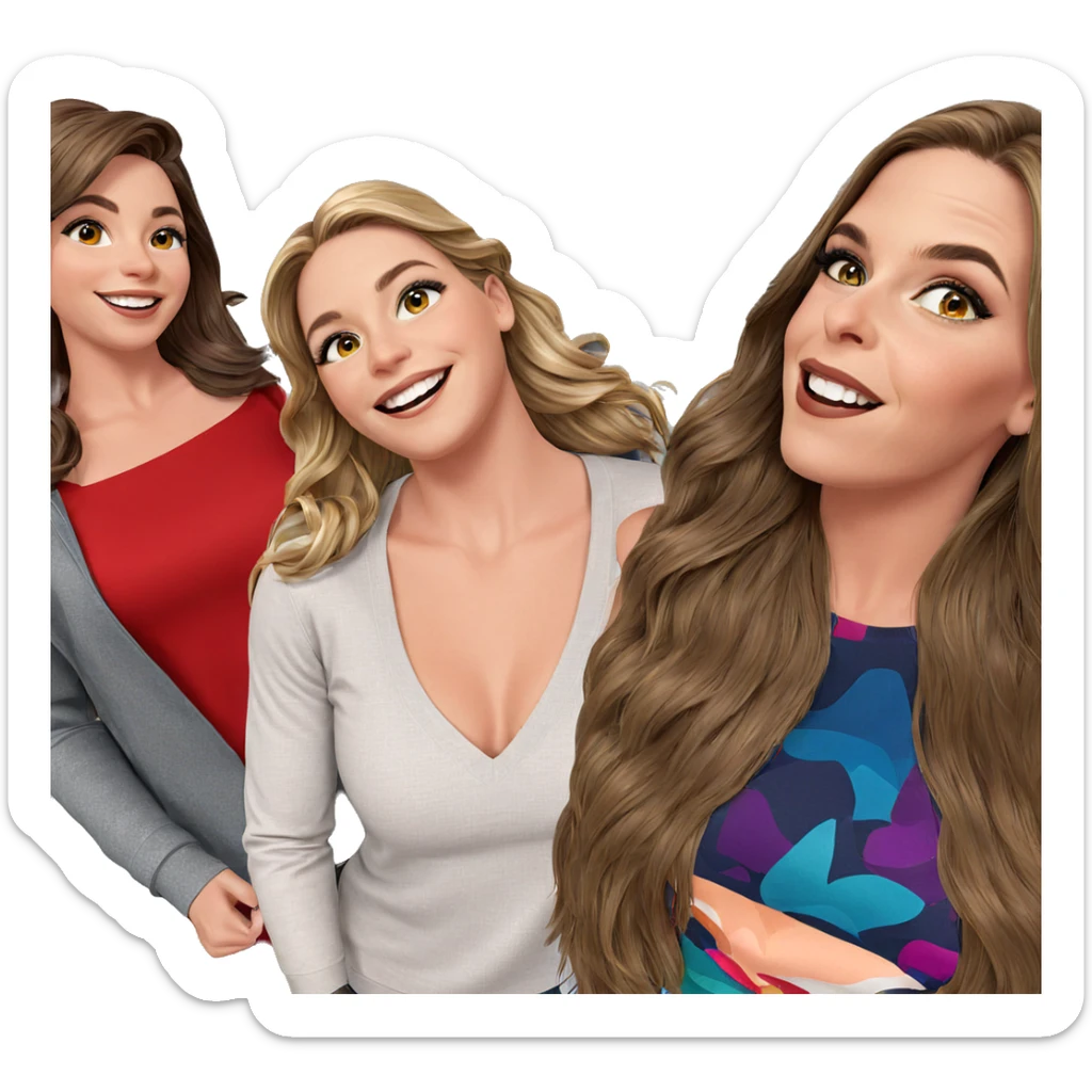 three girls smiling together sticker