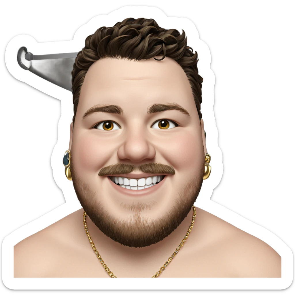 smiling boy with jewelry sticker