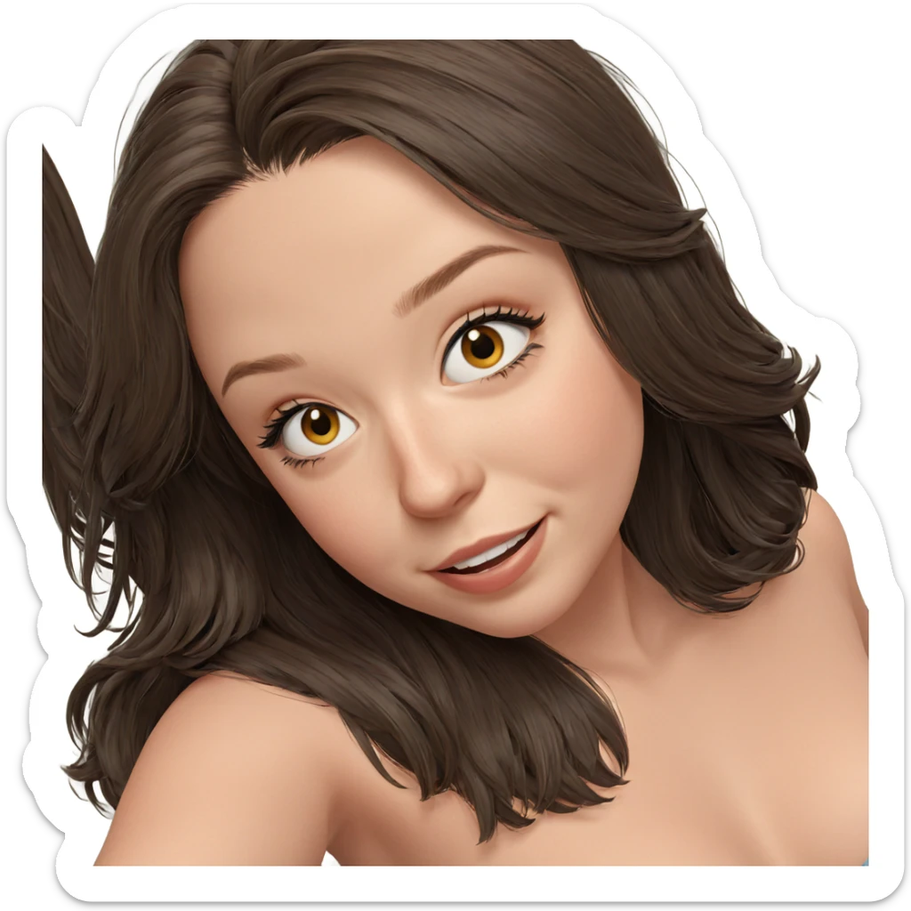 smiling girl with long hair sticker