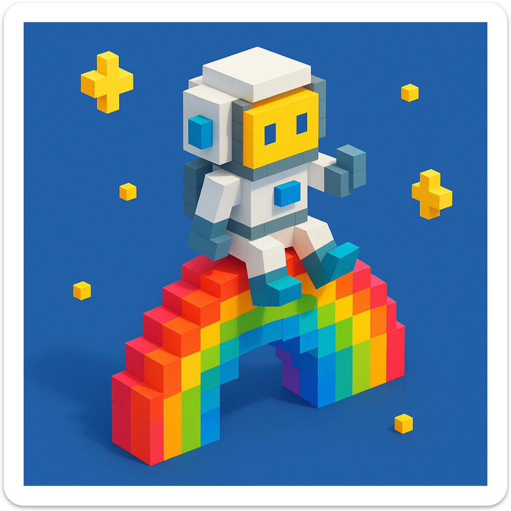 astronaut riding rainbow in starry night, colored background sticker