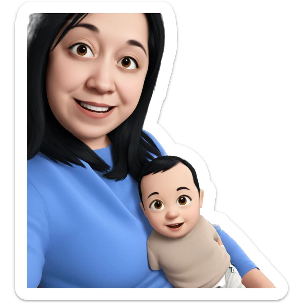 smiling baby with black hair sticker