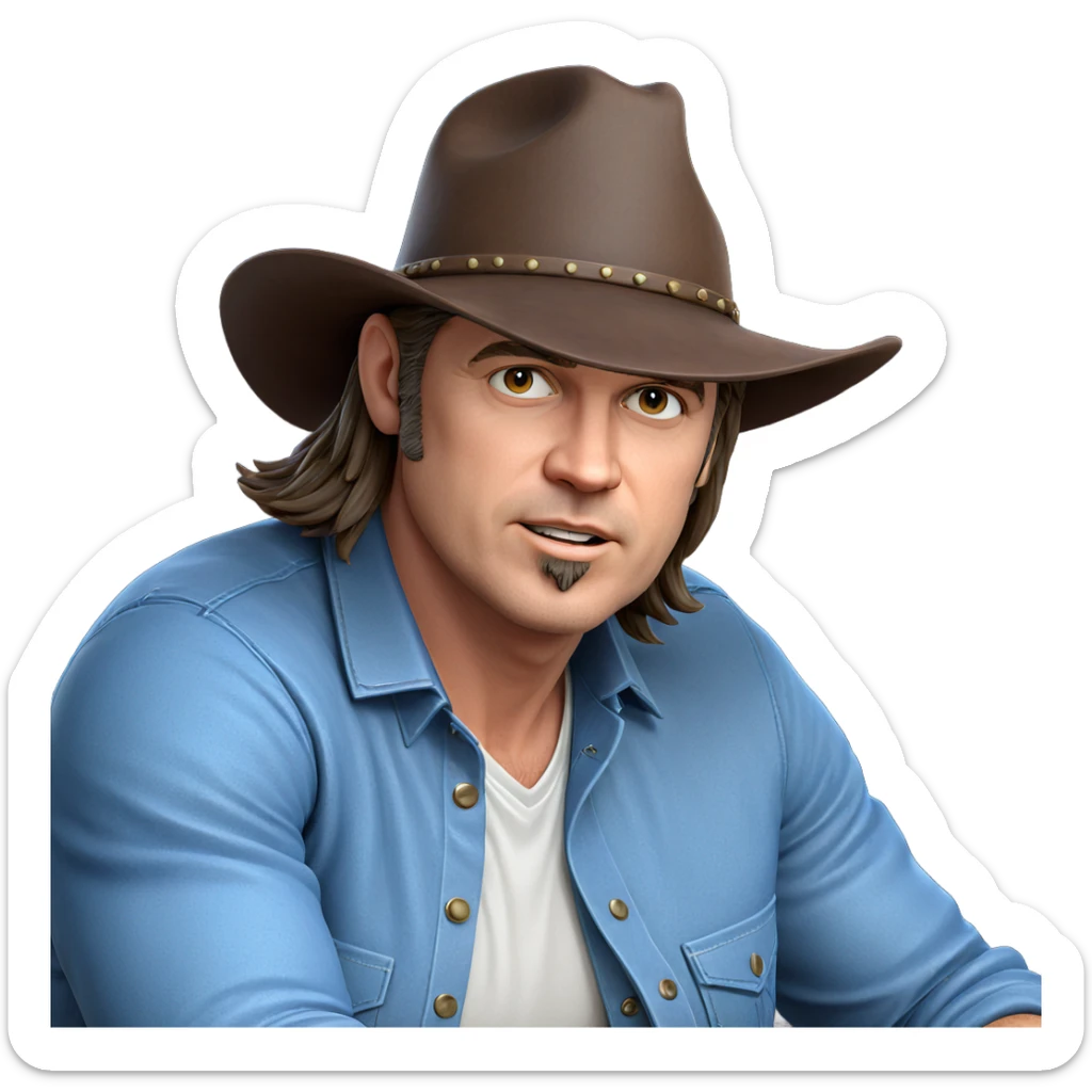 cowboy themed male portrait sticker