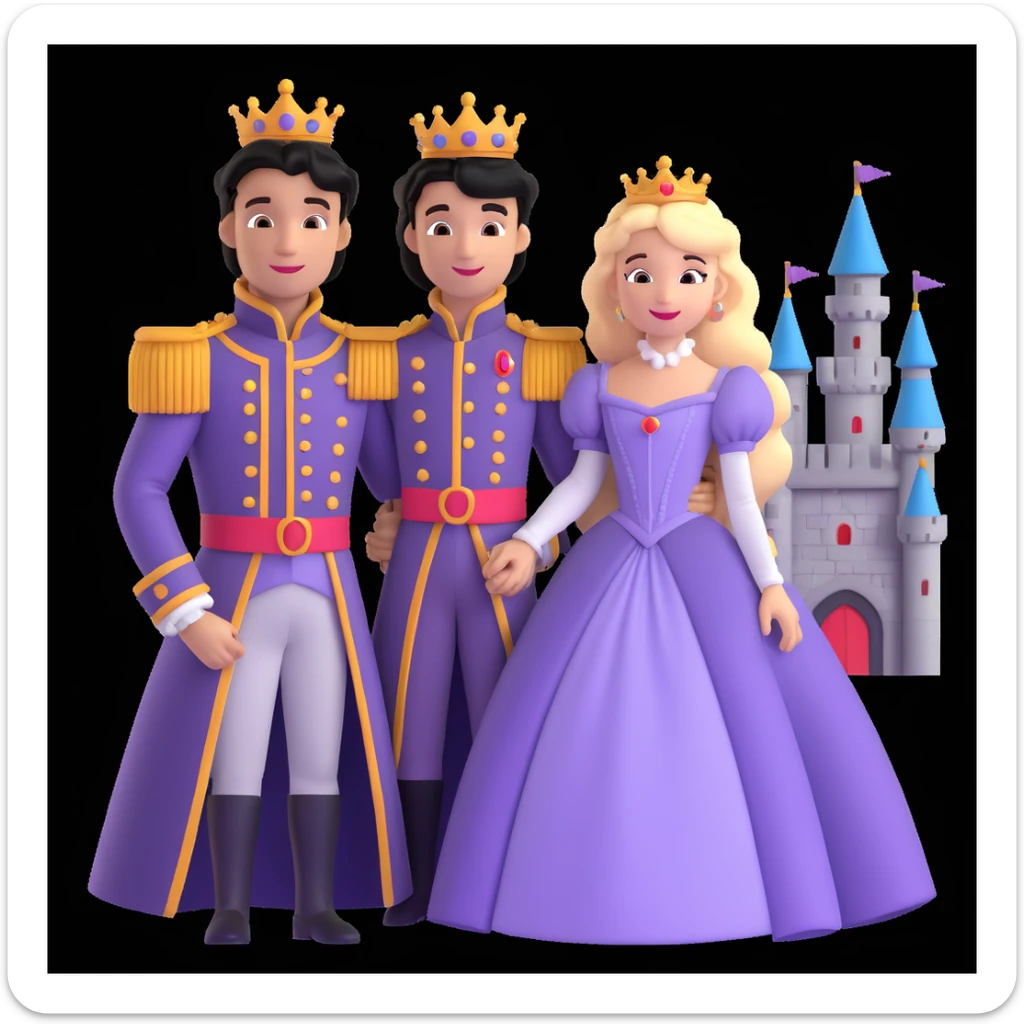 prince and princess disny dress close up photo in castle sticker