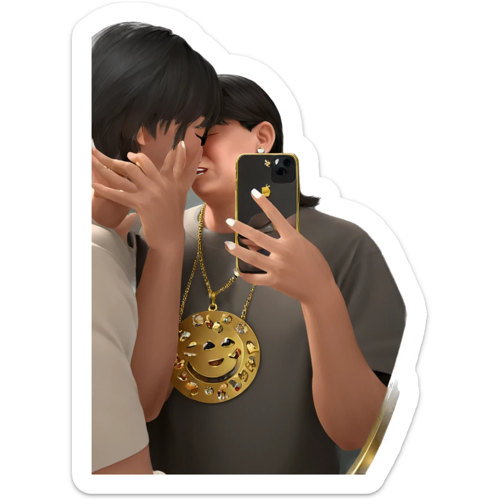 selfie with jewelry reflection sticker