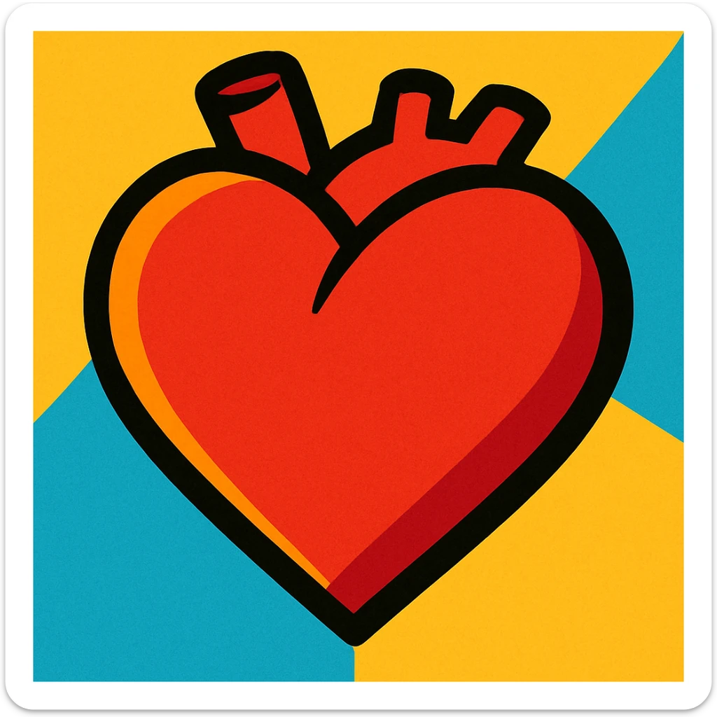 heart, vibrant cartoon style sticker