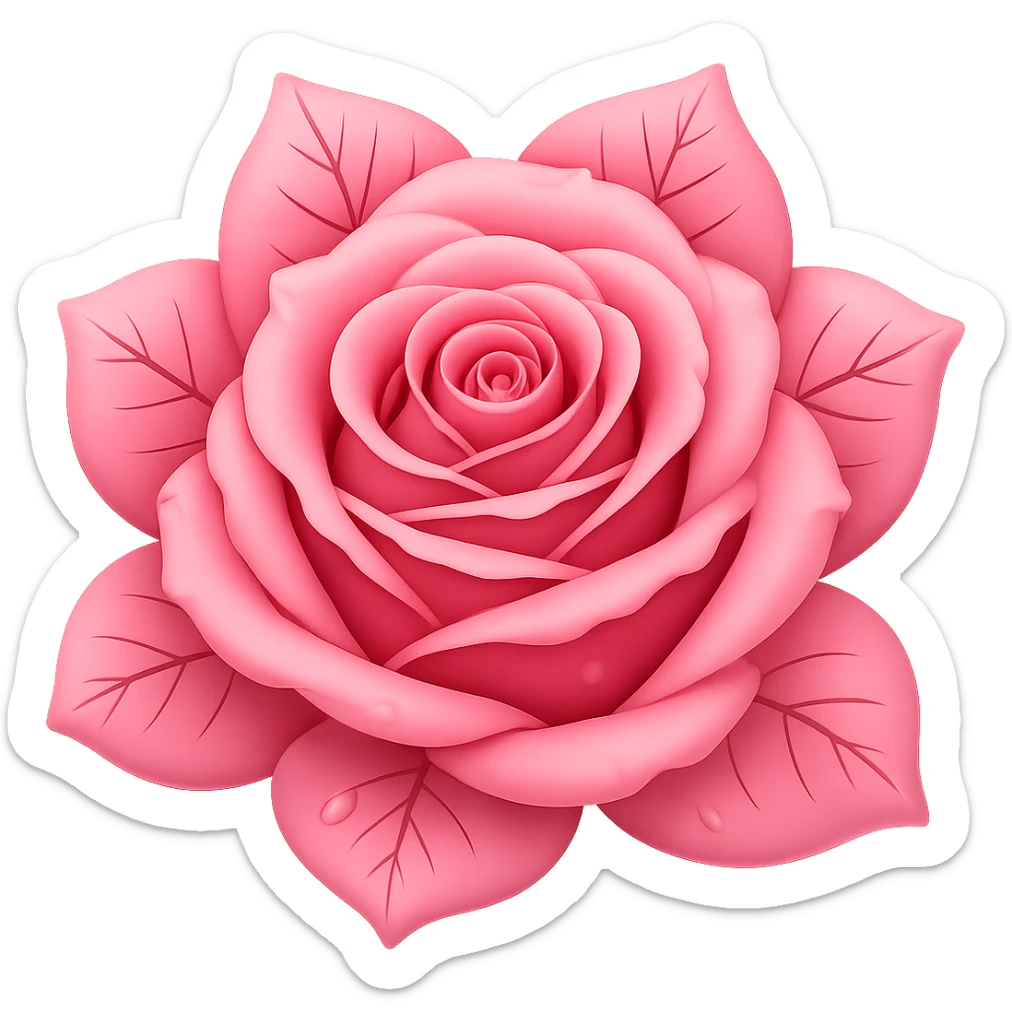 Make the blue icy rose pink in the style of emoji (apple style emojis). Remove the background. sticker
