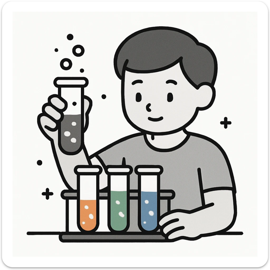 school subject chemistry, test tubes with colorful liquids, educational atmosphere, minimalist style sticker