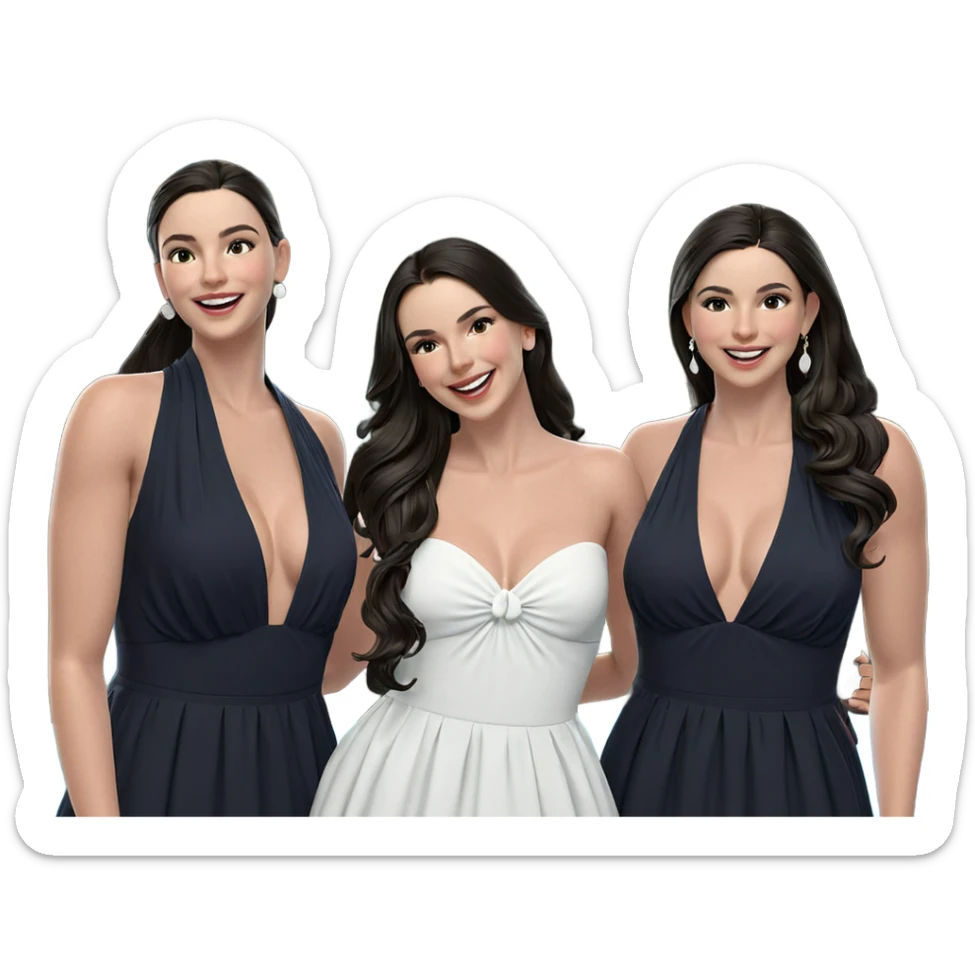 smiling girls in elegant dresses sticker