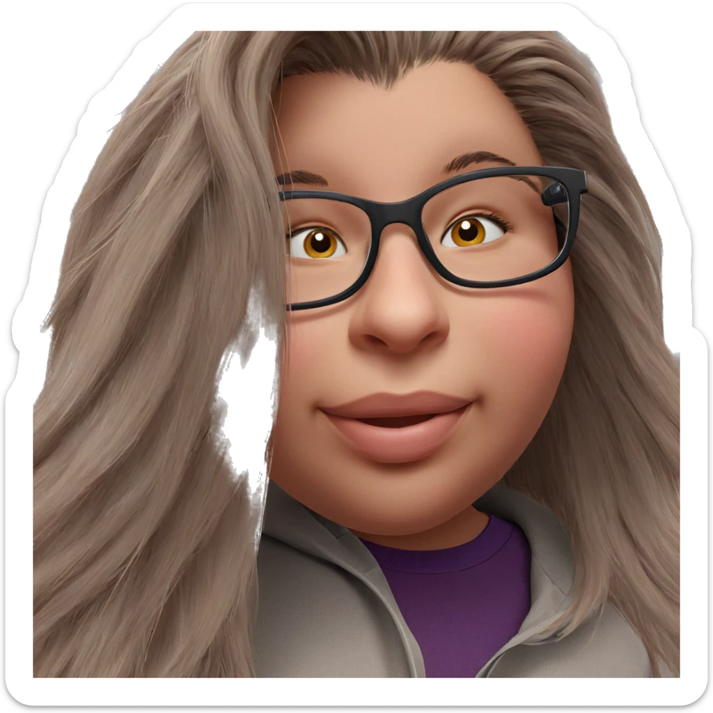 playful girl with glasses sticker