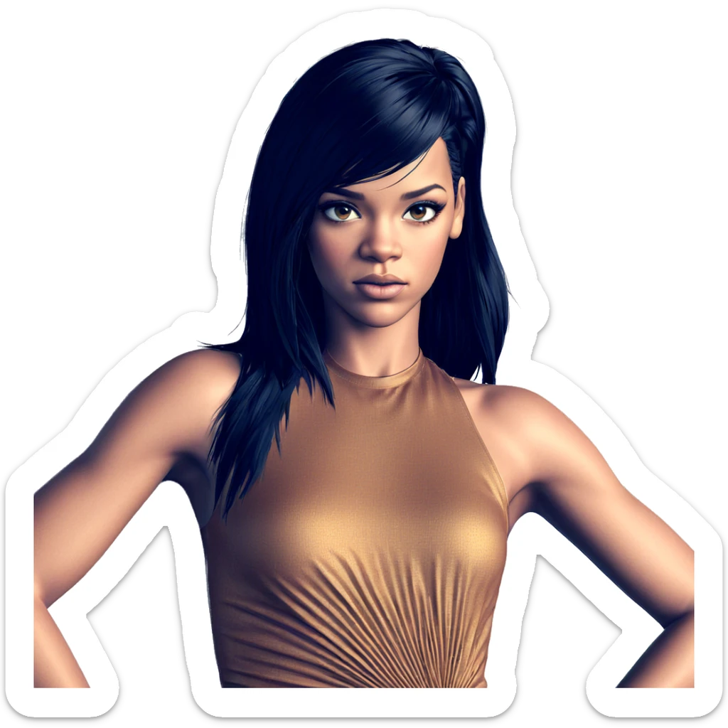 intense gaze with bare shoulders sticker