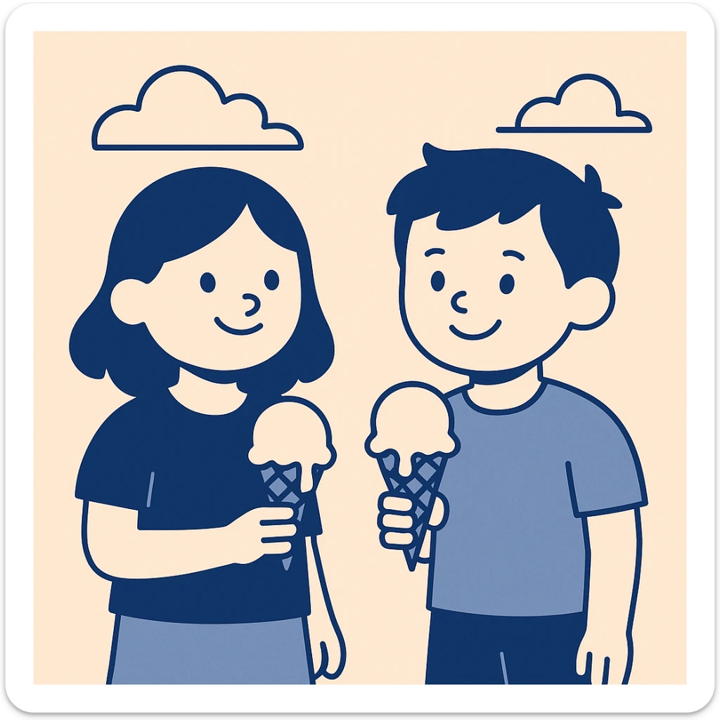 happy children with melting ice cream cones sticker
