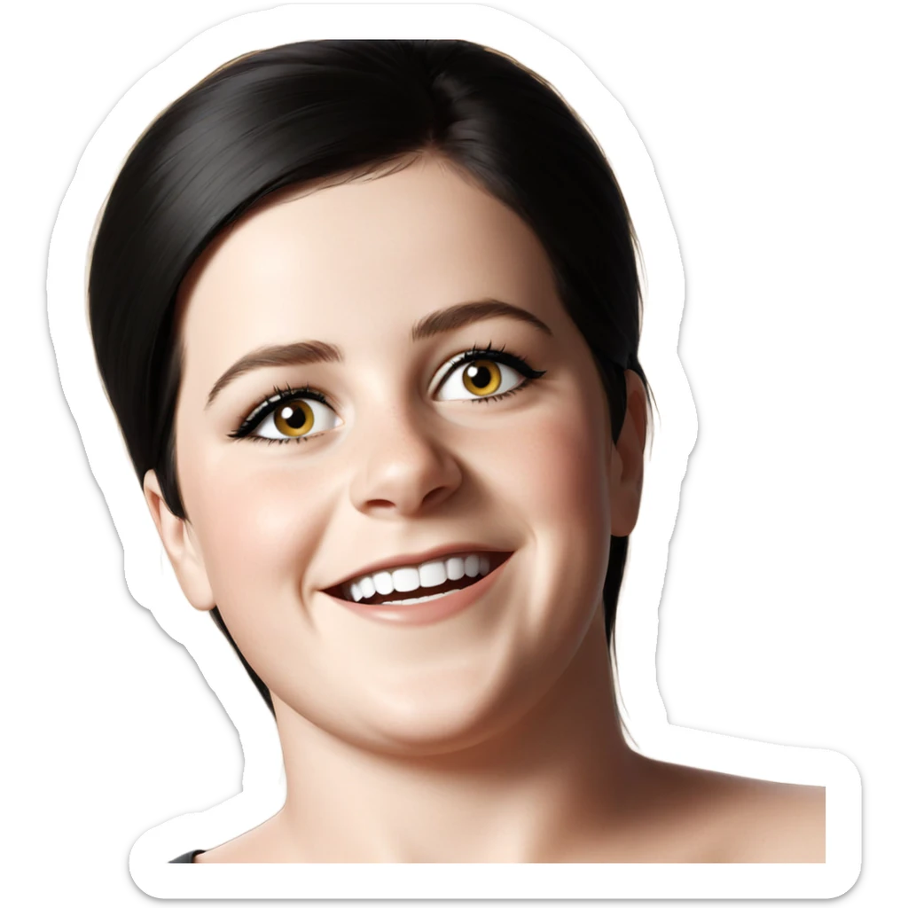 smiling girl with black hair sticker