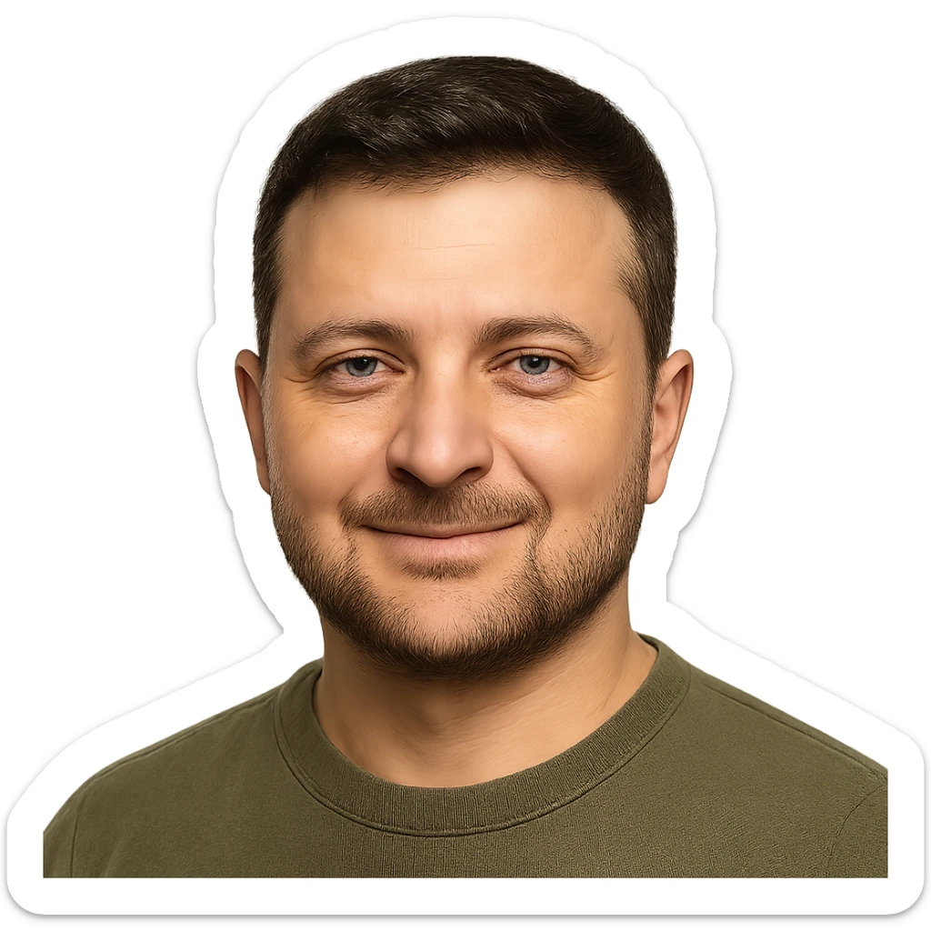 photorealistic emoji style portrait of Vladimir Zelensky with a confident expression sticker
