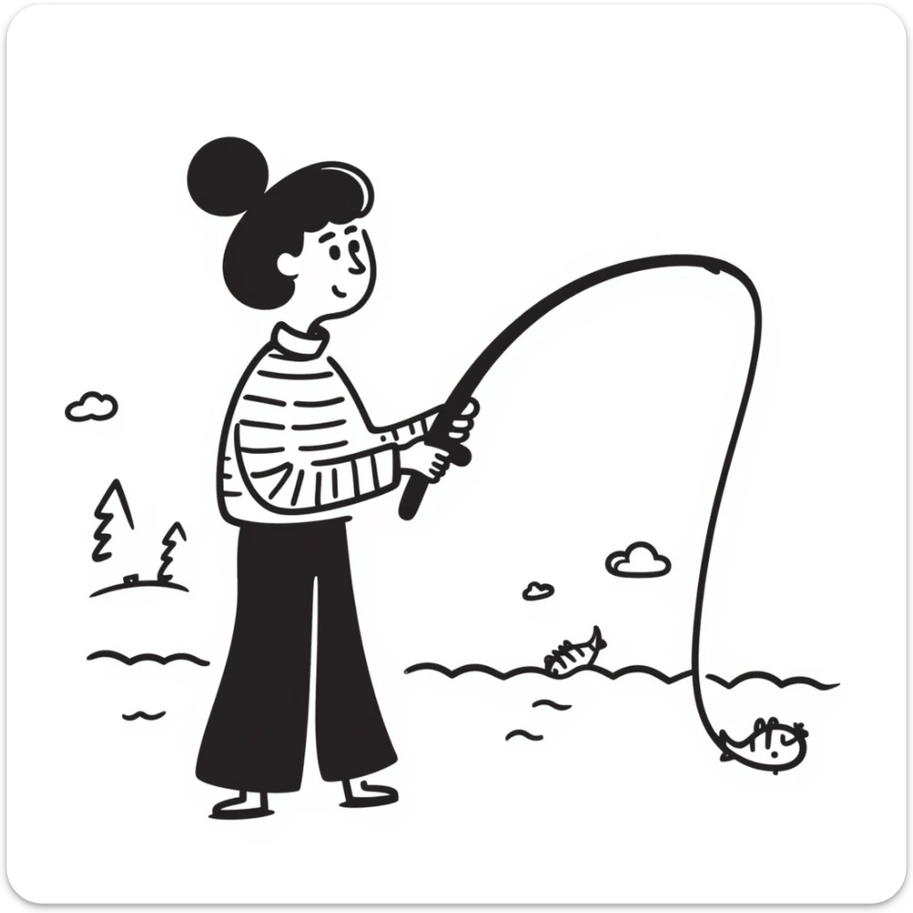 a fishing scene sticker