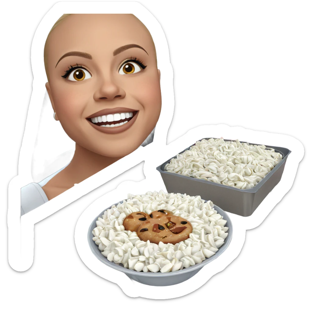 happy girl enjoying her food sticker