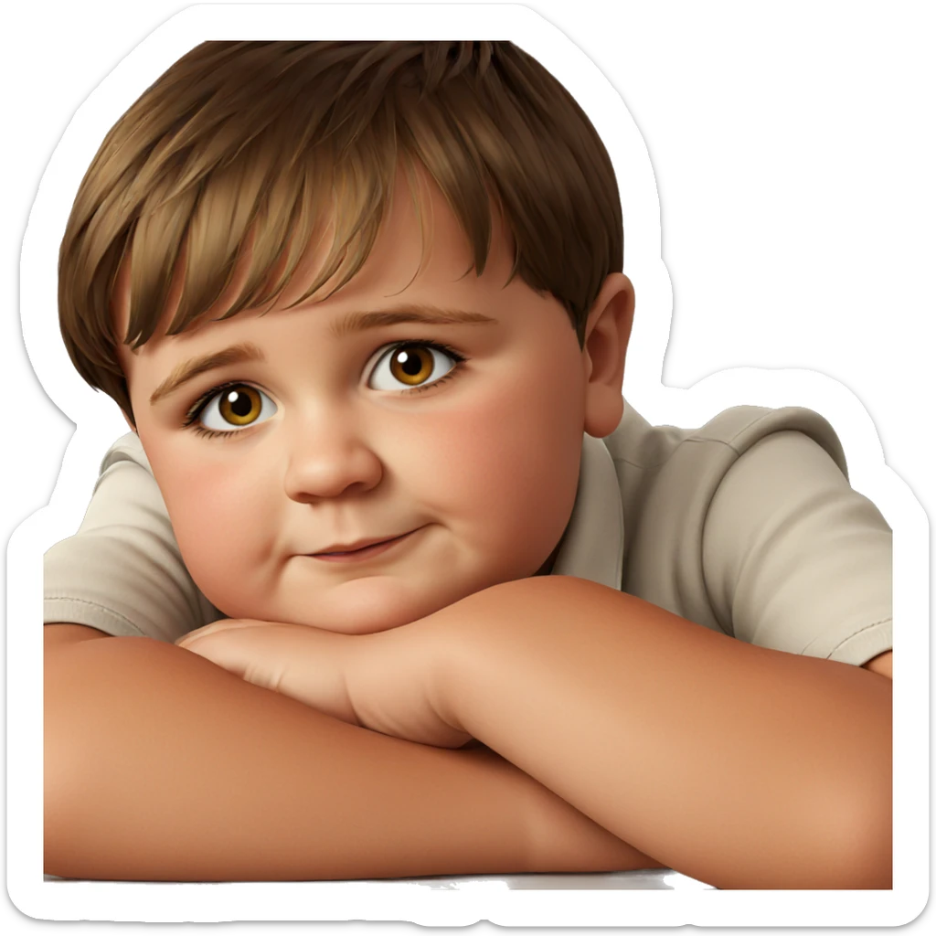 brown haired boy gazing forward sticker