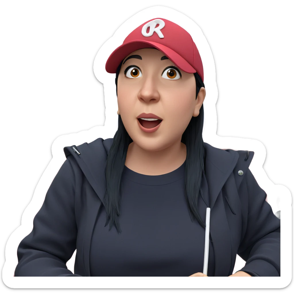 girl with black hair and cap sticker