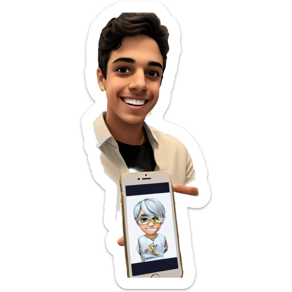 smiling boy with jewelry smartphone sticker