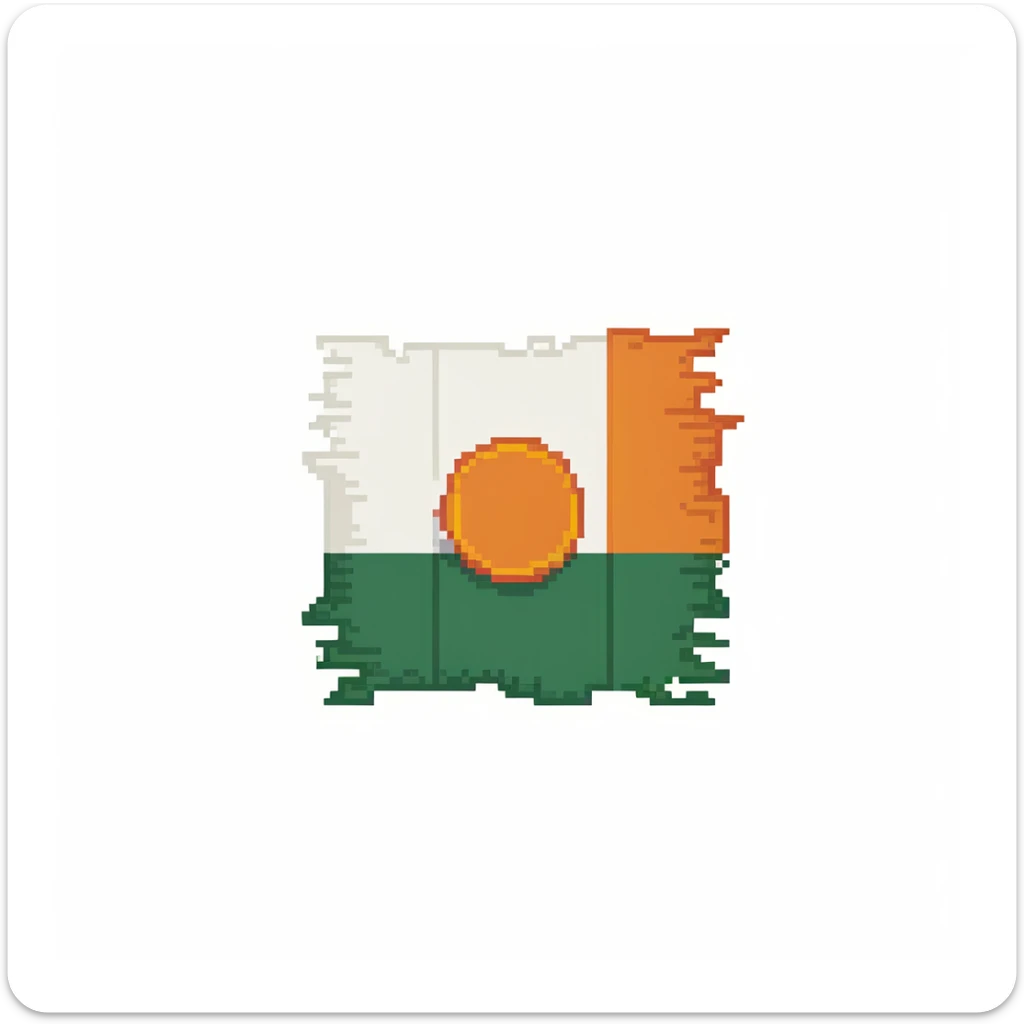 Detailed pixel art of Indian national flag with saffron, white and green colors sticker