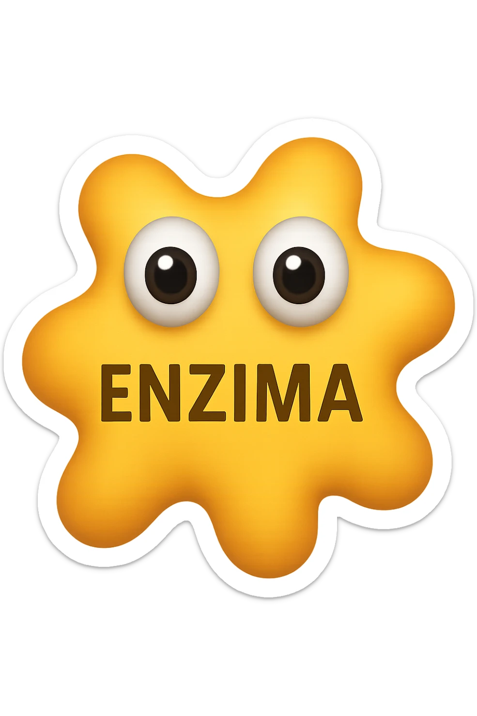 emoji con enzima umano con occhi 3d con la scritta "ENZIMA" SUL CORPO IN ITALIANO sticker
