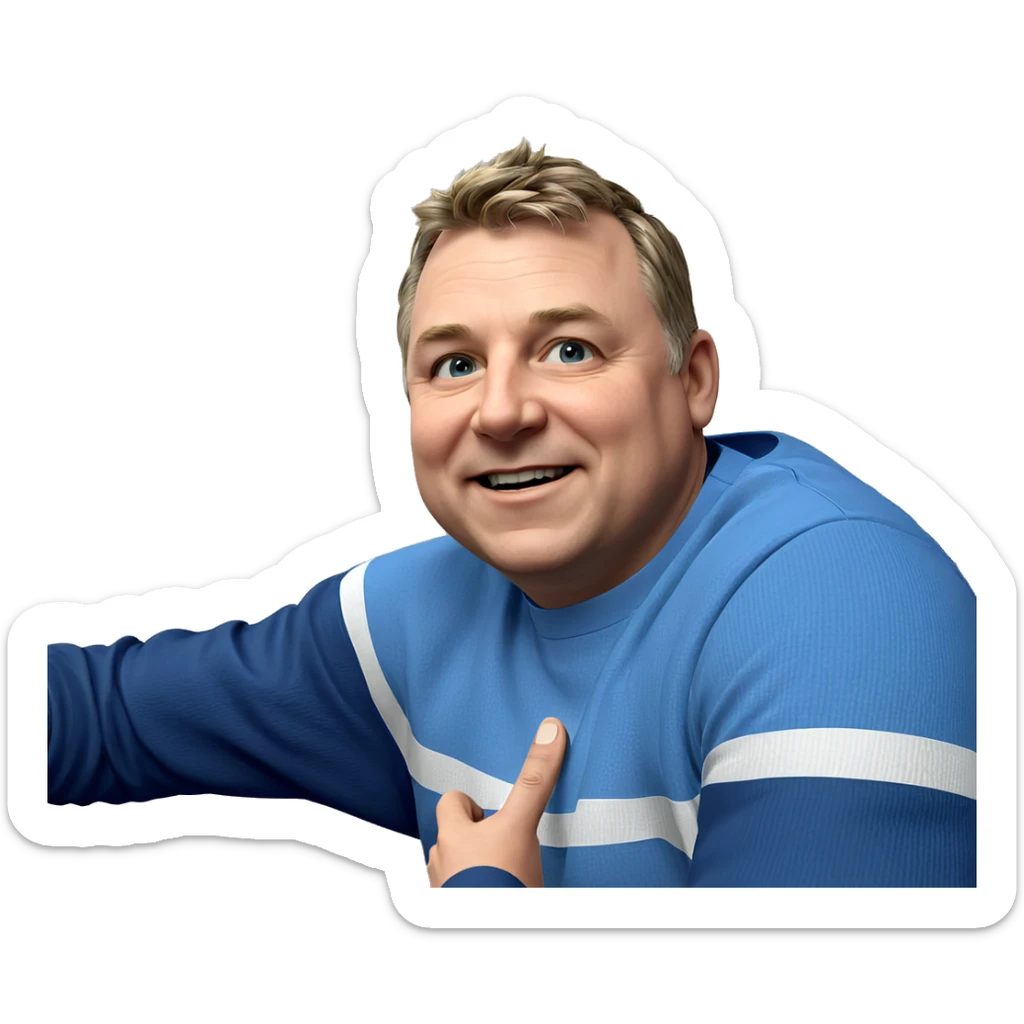 smiling boy in blue shirt sticker