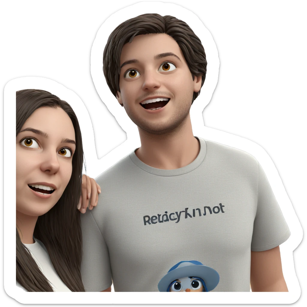 girl and boy by ocean sticker